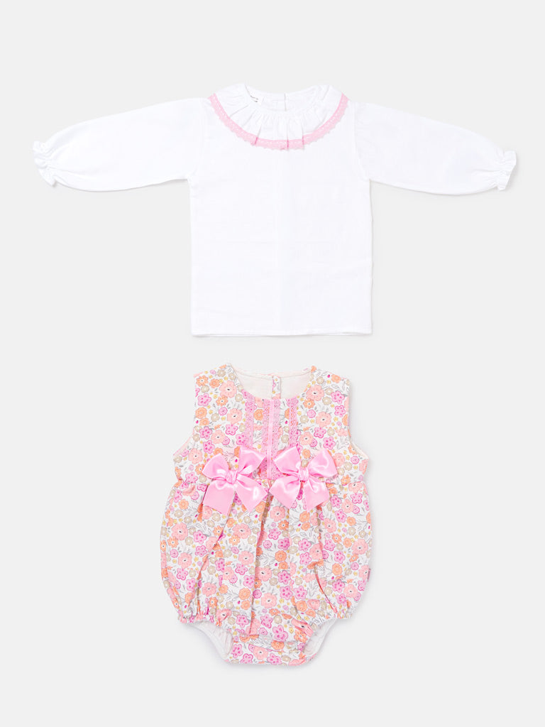 Baby Girl Maricruz Collection 2-piece Romper Set - Baby Pink