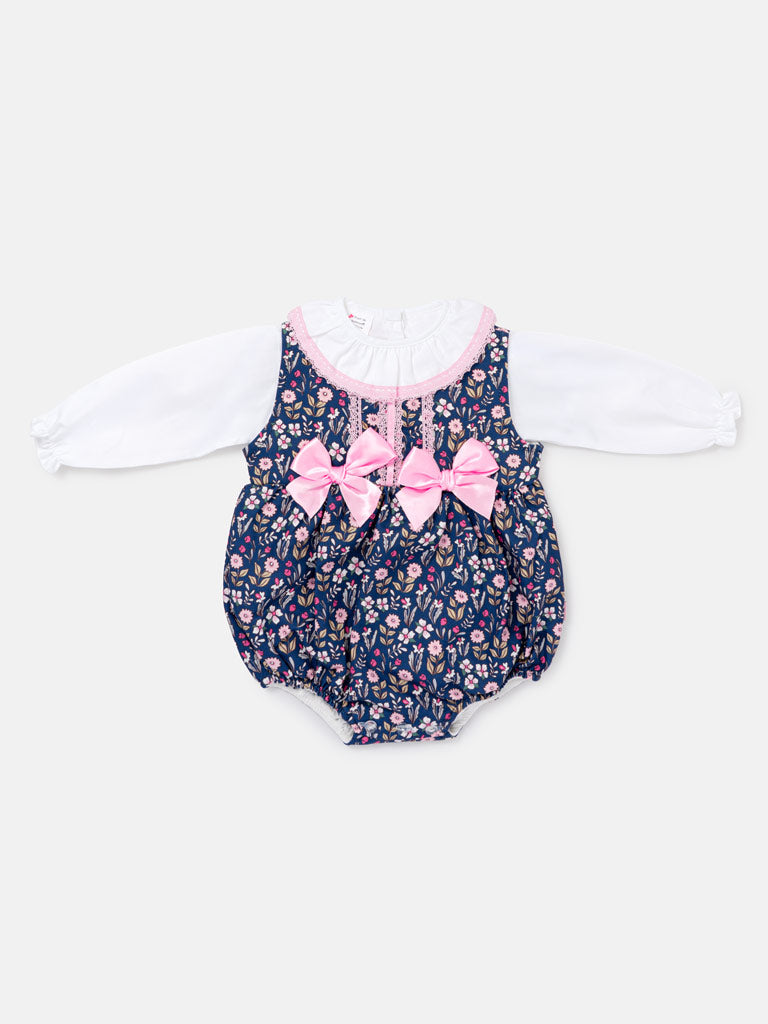 Baby Girl Maricruz Collection 2-piece Romper Set - Navy Blue