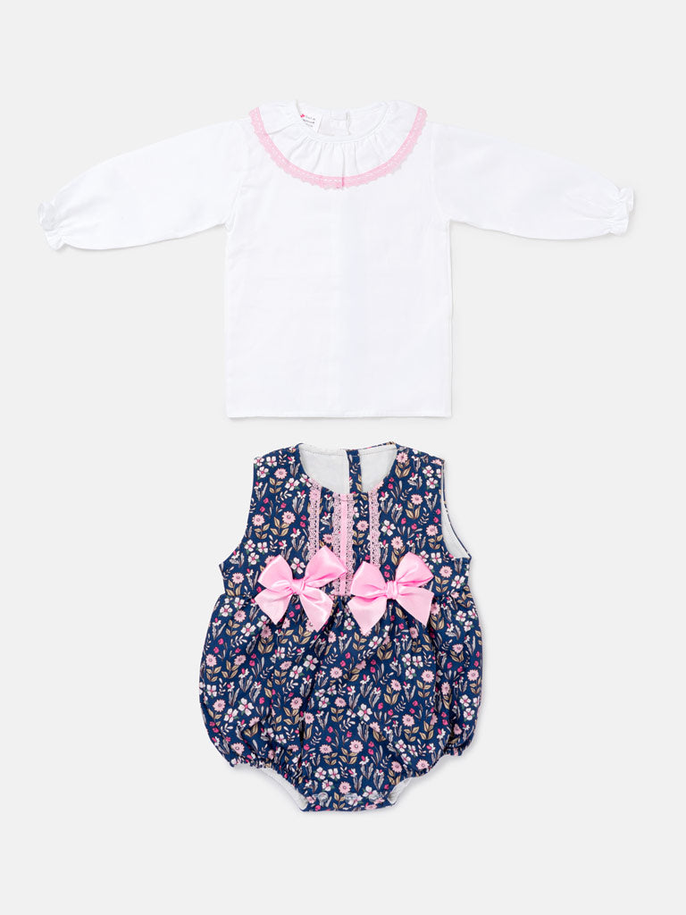 Baby Girl Maricruz Collection 2-piece Romper Set - Navy Blue