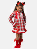 Baby Girl Feliz Collection Tartan Dress - Red & Grey