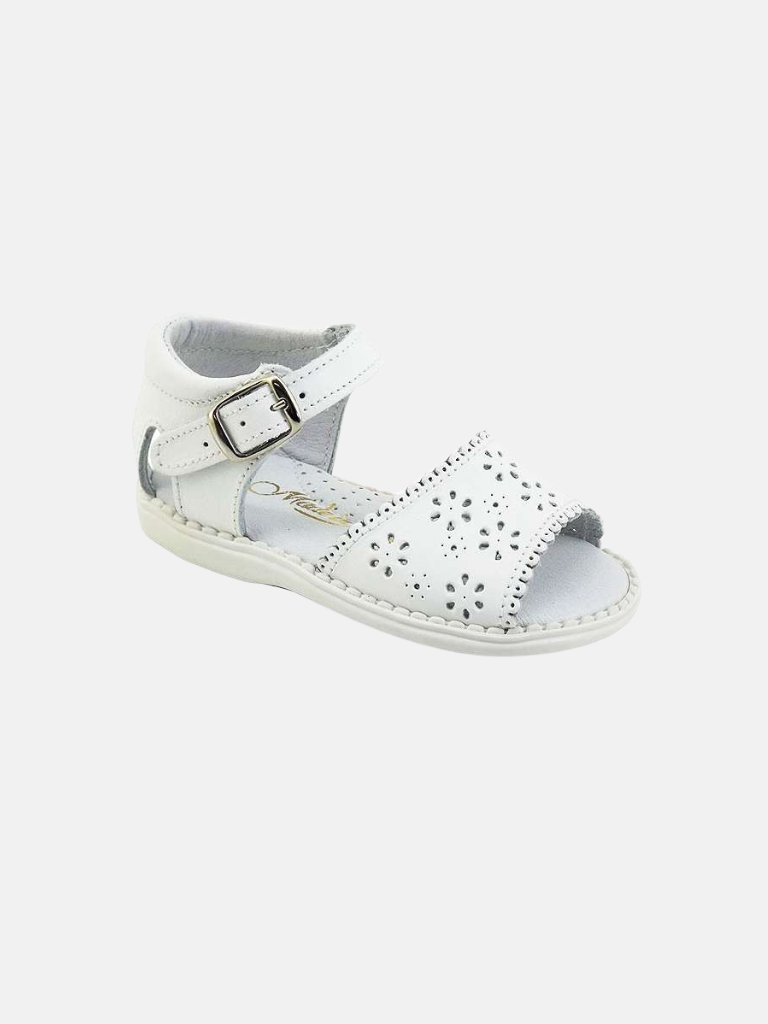 Baby Girl Aladino Floral Sandals Collection with Pinholes -White
