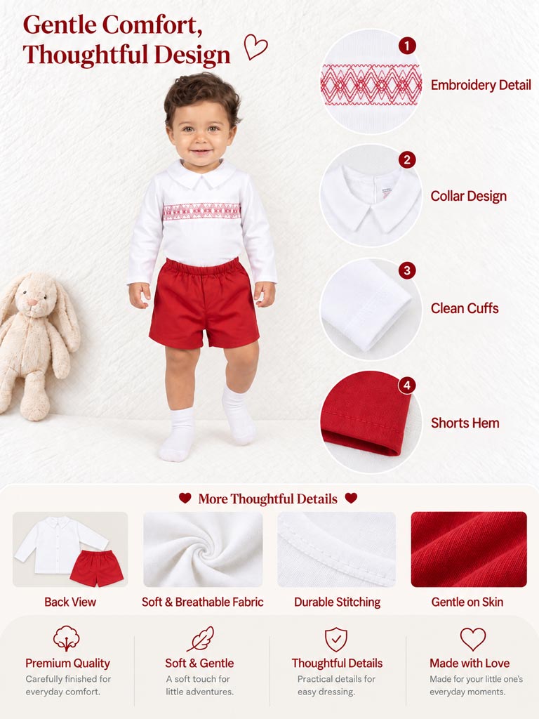 Baby Boy Lucero Collection 2-Piece Smocked Top & Jam Pants Set - Red