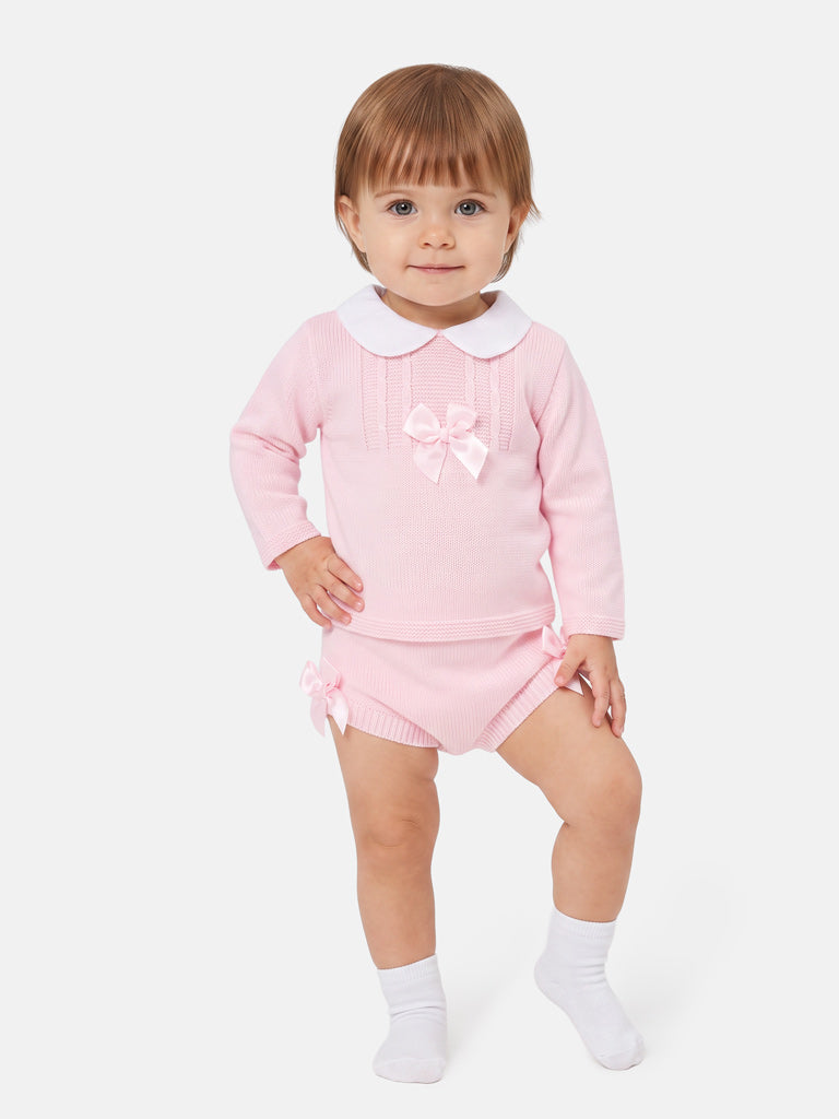 Baby Girl Manuela Collection 2-piece Knitted Set - Baby Pink