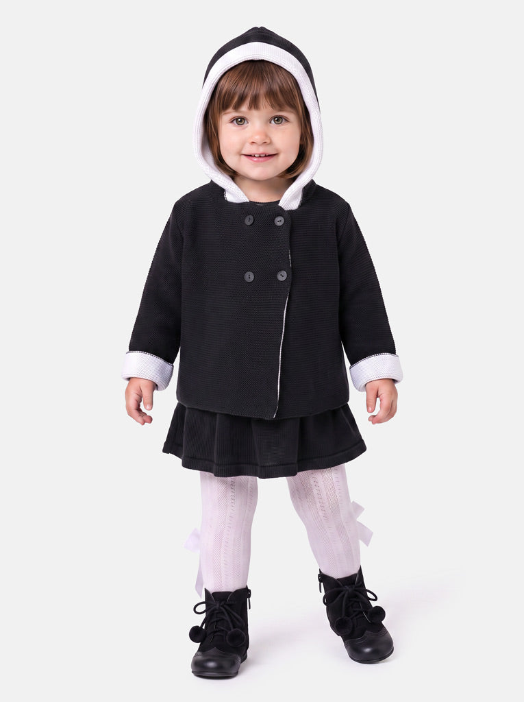 Baby Girl Carlota Collection Knitted Coat & Dress Spanish Set - Black