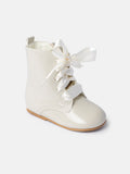 Baby Girl M&B Classic Patent Boots with Satin Laces - Biscuit