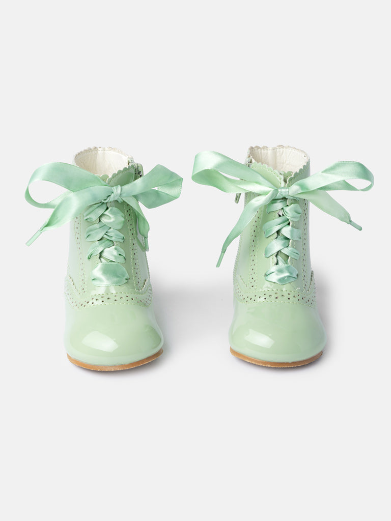 Baby Girl M&B Brogue Detail Boots with Satin Laces - Mint Green