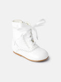 Baby Girl M&B Brogue Detail Boots with Satin Laces - White/Ivory