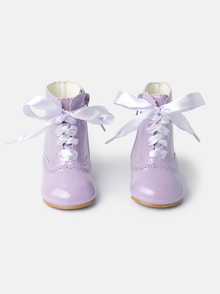 Baby Girl M&B Brogue Detail Boots with Satin Laces - Lilac Purple