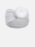 Baby Girl Cable Turban Knot Elastic Headband - White