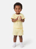 Baby Girl Satin Bow 2-Piece Summer Set - Lemon Yellow