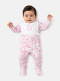 Baby Grow with Embroidered Wreath Safari Collection - Baby Pink