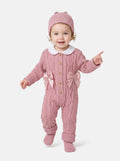 Baby Girl Gabriela Collection All-In-One Knitted 3-Piece Set + Bows - Dusty Pink