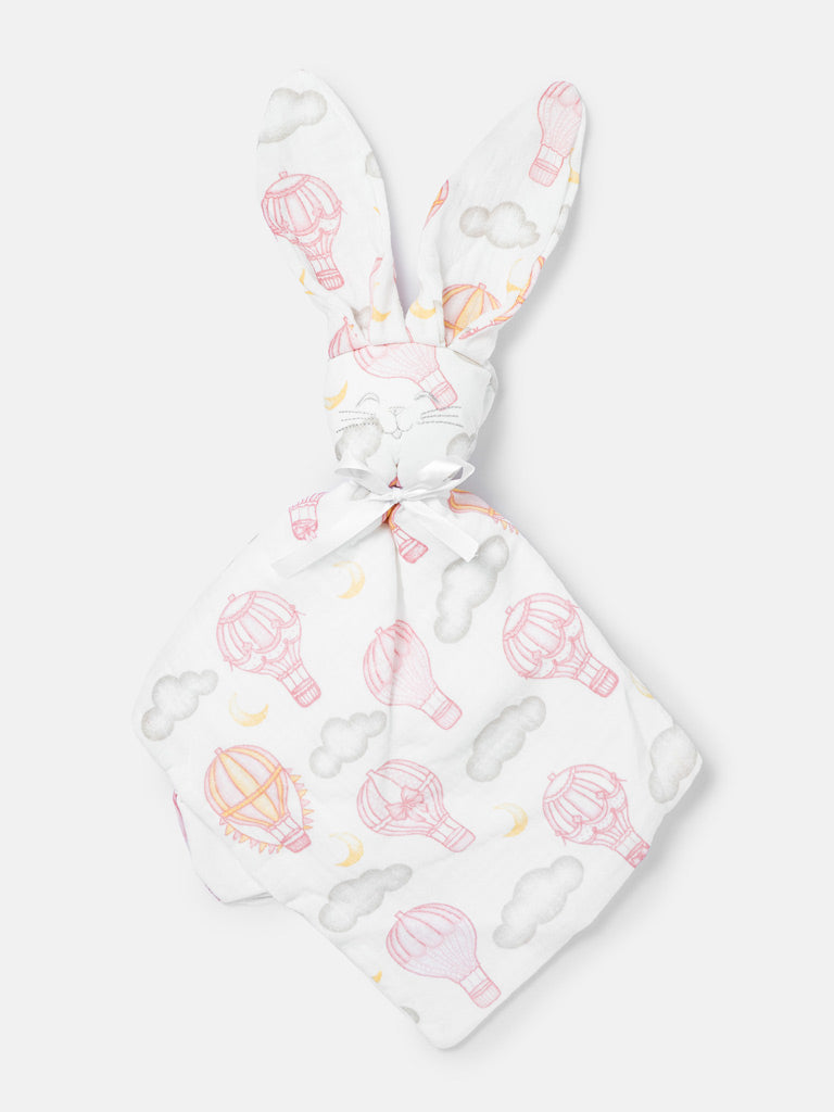 Baby Hot Air Balloon Collection Bunny Comforter - Baby Pink