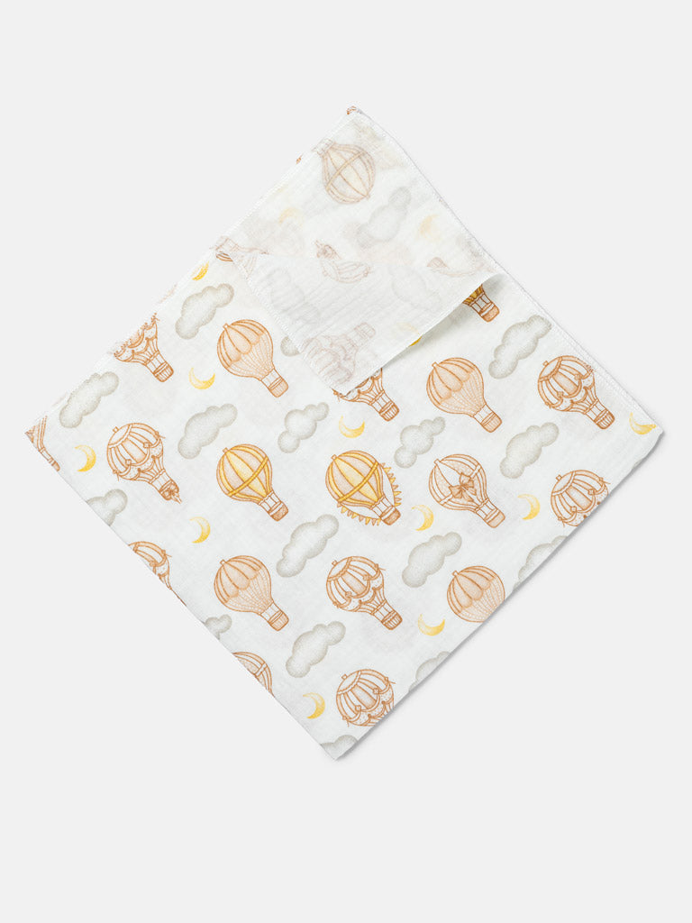 Baby Hot Air Balloon Collection Muslin Square - Beige