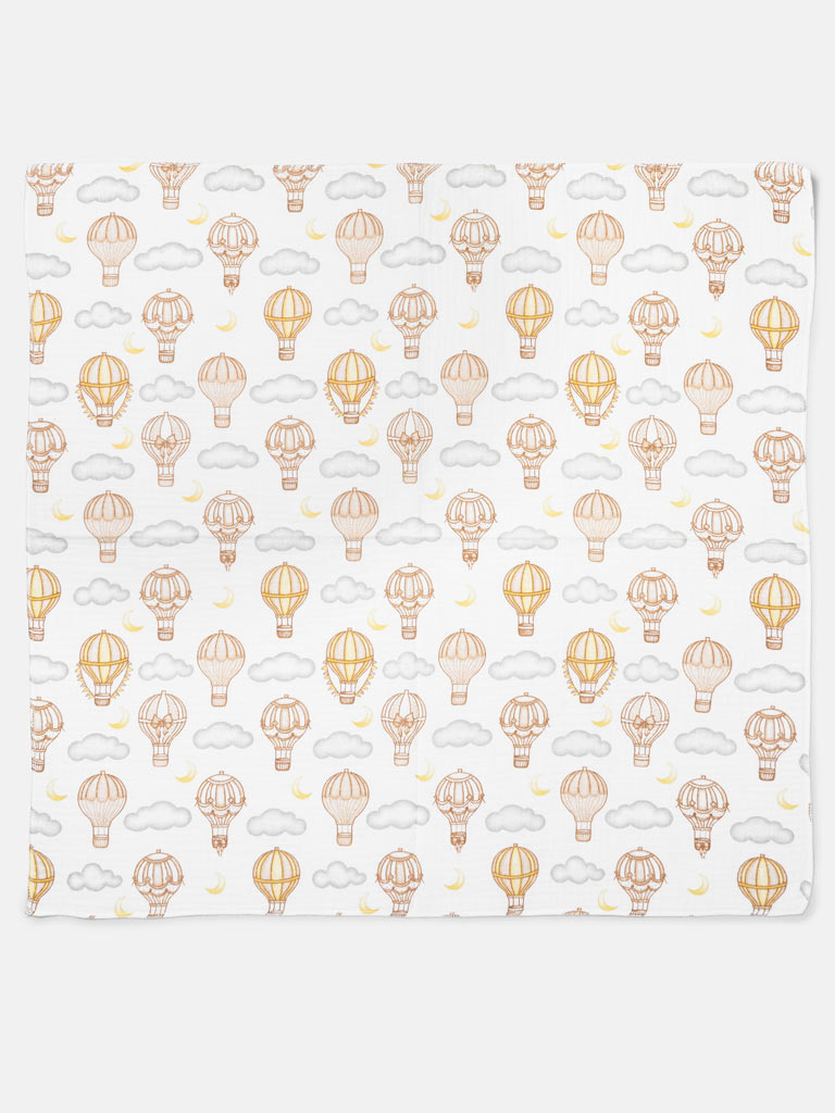 Baby Hot Air Balloon Collection Muslin Square - Beige