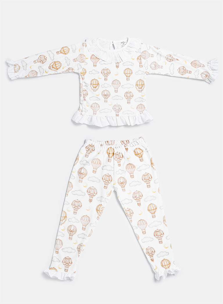 Girl Hot Air Balloon Collection 2-Piece Pyjama Set - Beige