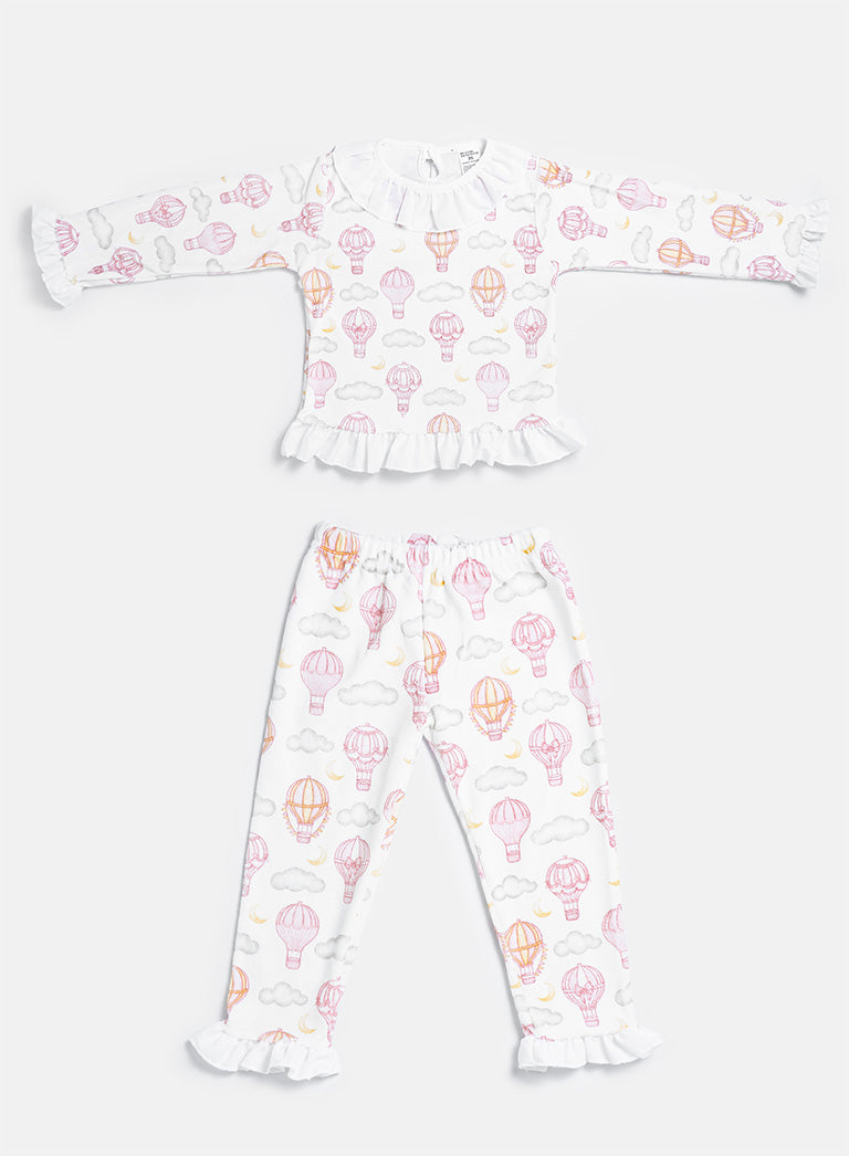 Girl Hot Air Balloon Collection 2-Piece Pyjama Set - Baby Pink