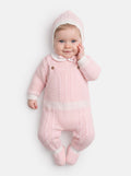 Baby Girl 3-piece Top, Dungaree & Bonnet Cable Knitted Gift Box Set - Pink