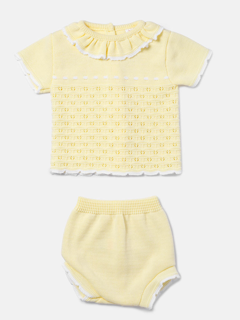 Baby Girl Sia 2-piece Spanish Knitted Set - Lemon Yellow