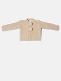 Baby Boy Knitted Cardigan with Pom-Poms - Beige