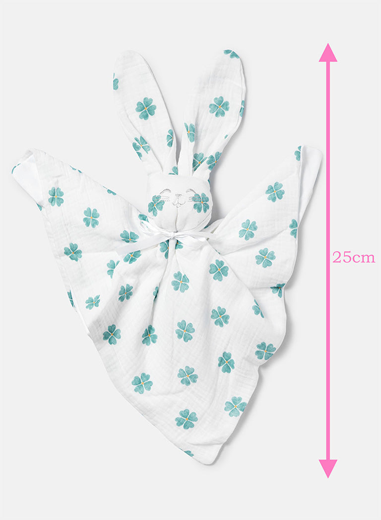 Baby Lucky Clover Collection Bunny Comforter - Limited Edition - White & Green
