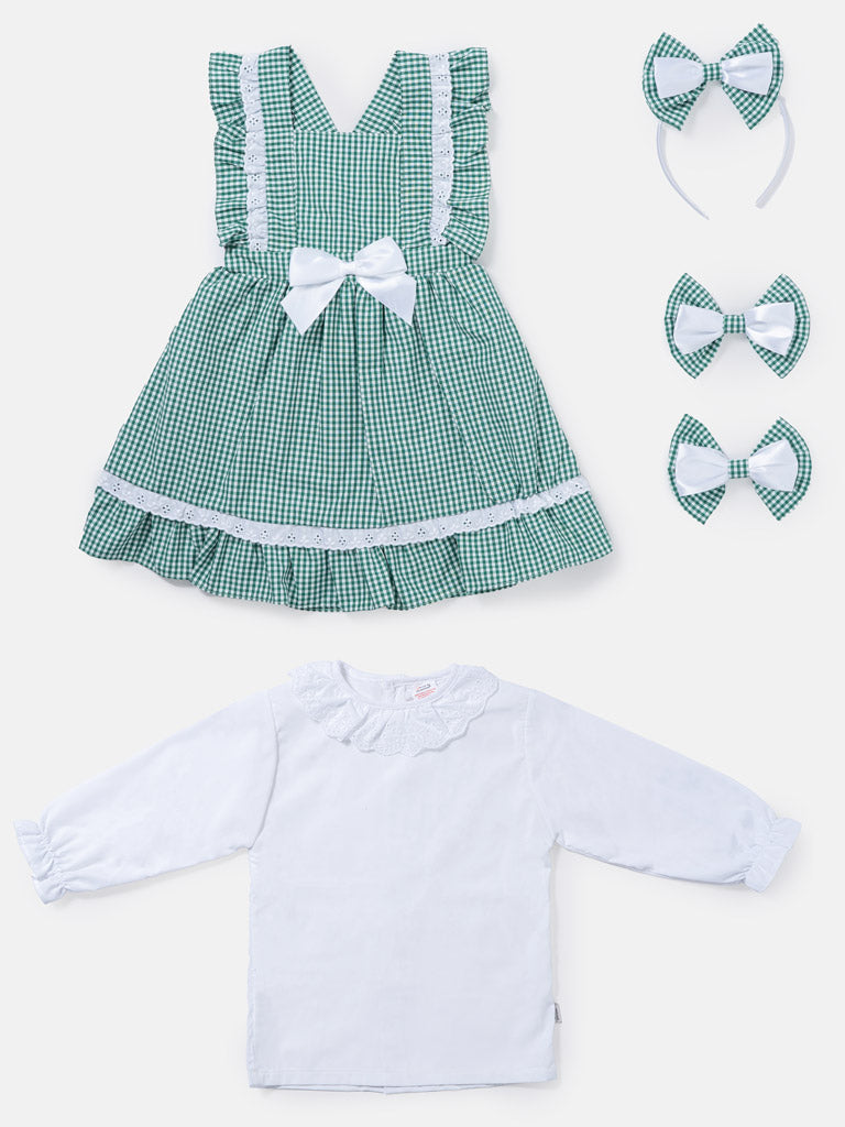 Baby Girl 5-Piece School Uniform Set - Green
