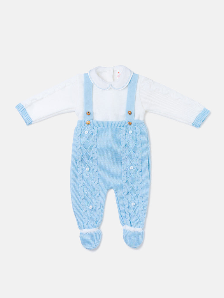 Baby Boy Camilo Collection 2-piece Knitted Dungaree Set - Baby Blue