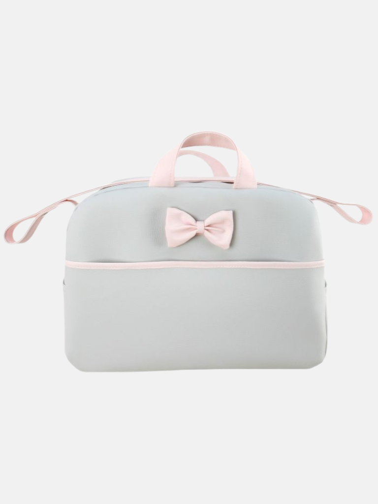 Spanish Changing Bag with Bow - Grey Pink