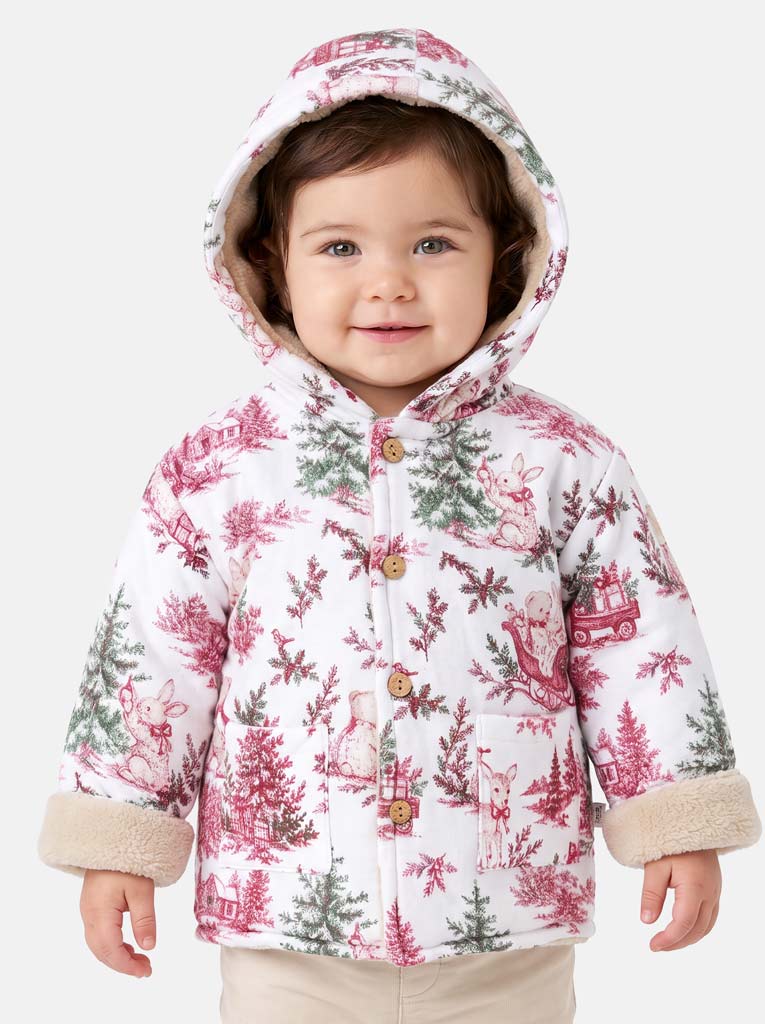 Baby Hooded Coat with Pockets - Christmas Print Collection - LIMITED EDITION