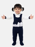 Baby Girl Ximena Collection 2-piece Knitted Dungaree Set - Navy Blue