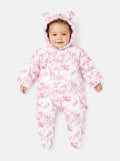 Baby Safari Collection Hooded Footed Pramsuit with Ears - Pink