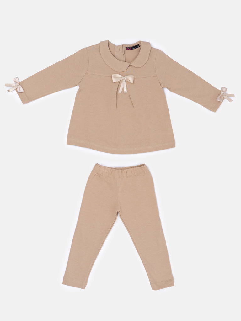 Baby Girl Bernadette Collection Long Sleeve 2-Piece Set - Tan