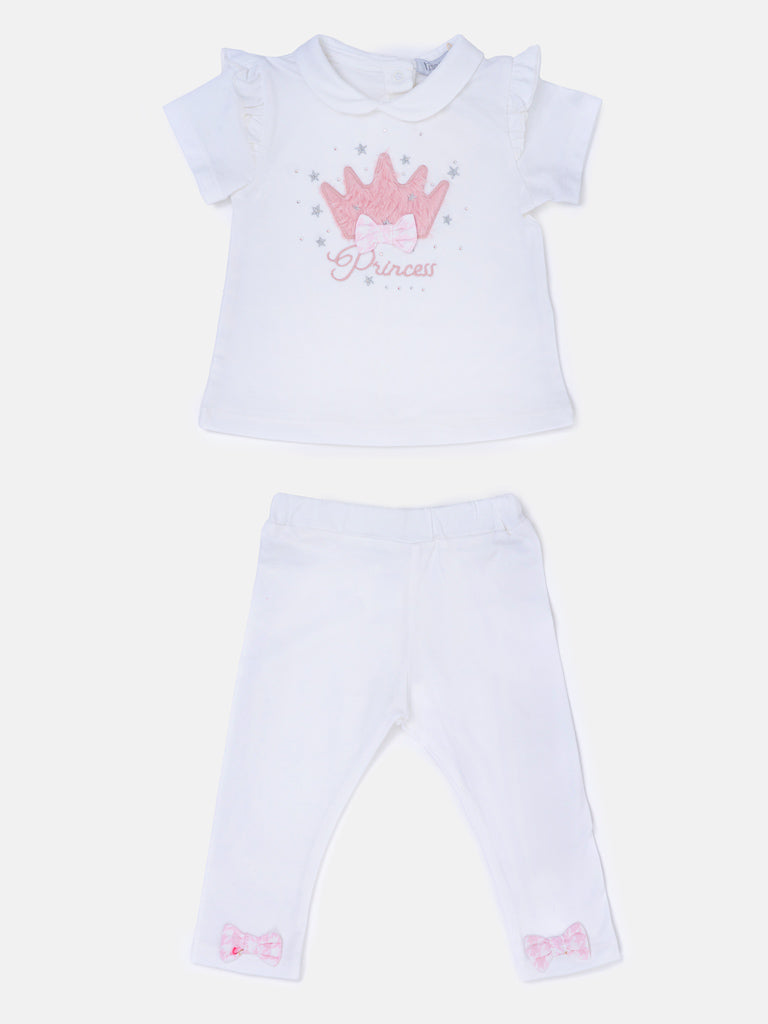 Baby Girl Princess Collection Short Sleeve 2-Piece Set - White