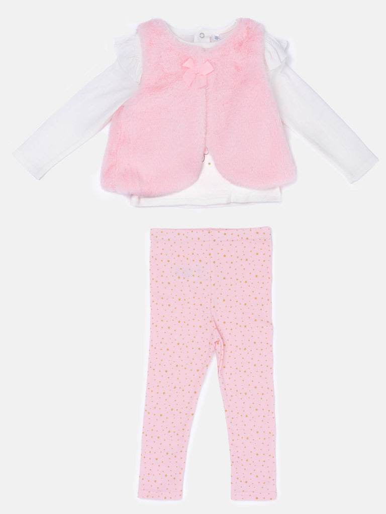 Baby Girl Sparkle Collection Long Sleeve 3-Piece Set - Pink