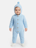 Baby Sol Collection Knitted Hooded Pramsuit - Baby Blue