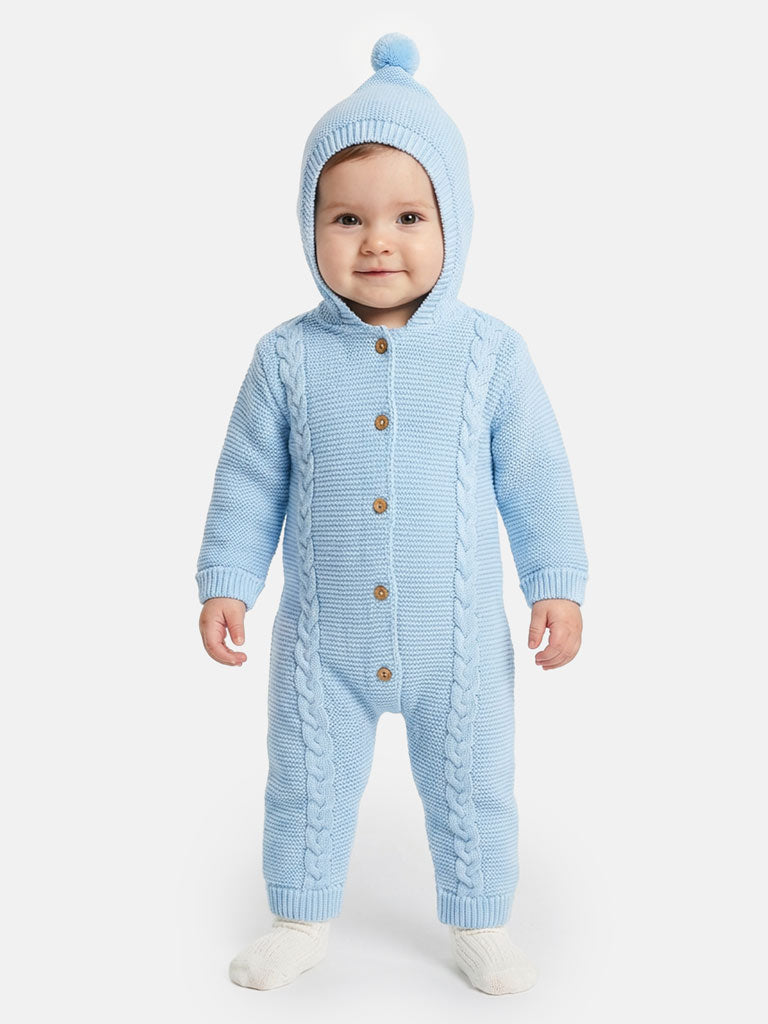 Baby Sol Collection Knitted Hooded Pramsuit | Mommiesnbabies