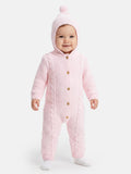 Baby Sol Collection Knitted Hooded Pramsuit - Baby Pink