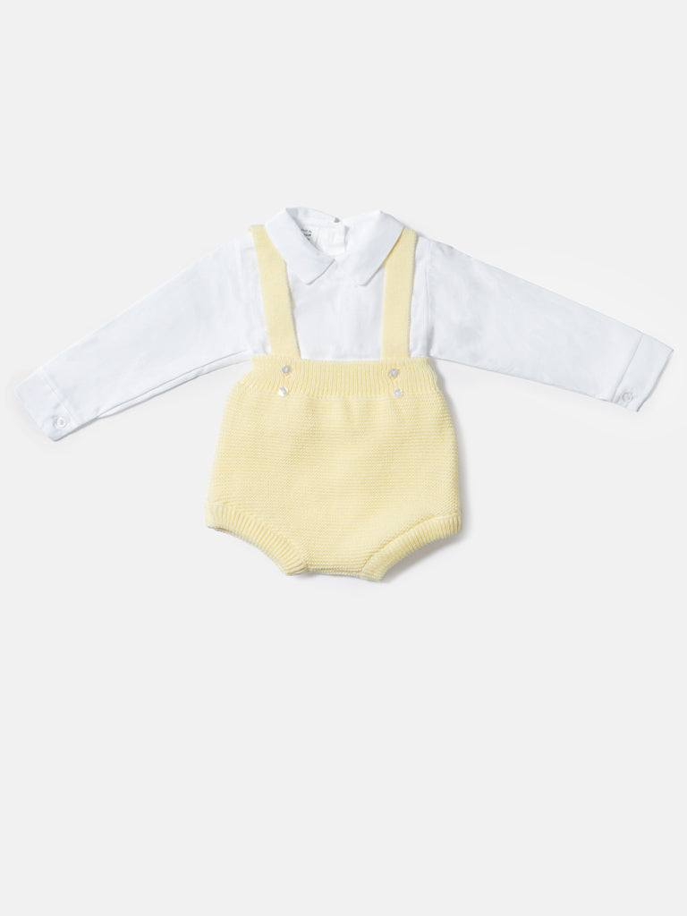Baby Boy Rafael Collection 2-Piece Knitted Romper & Shirt Set - Lemon Yellow