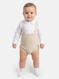 Baby Boy Rafael Collection 2-Piece Knitted Romper & Shirt Set - Beige