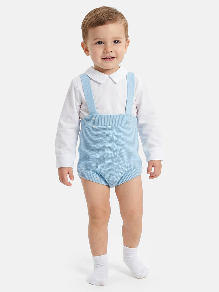 Baby Boy Rafael Collection 2-Piece Knitted Romper & Shirt Set - Baby Blue