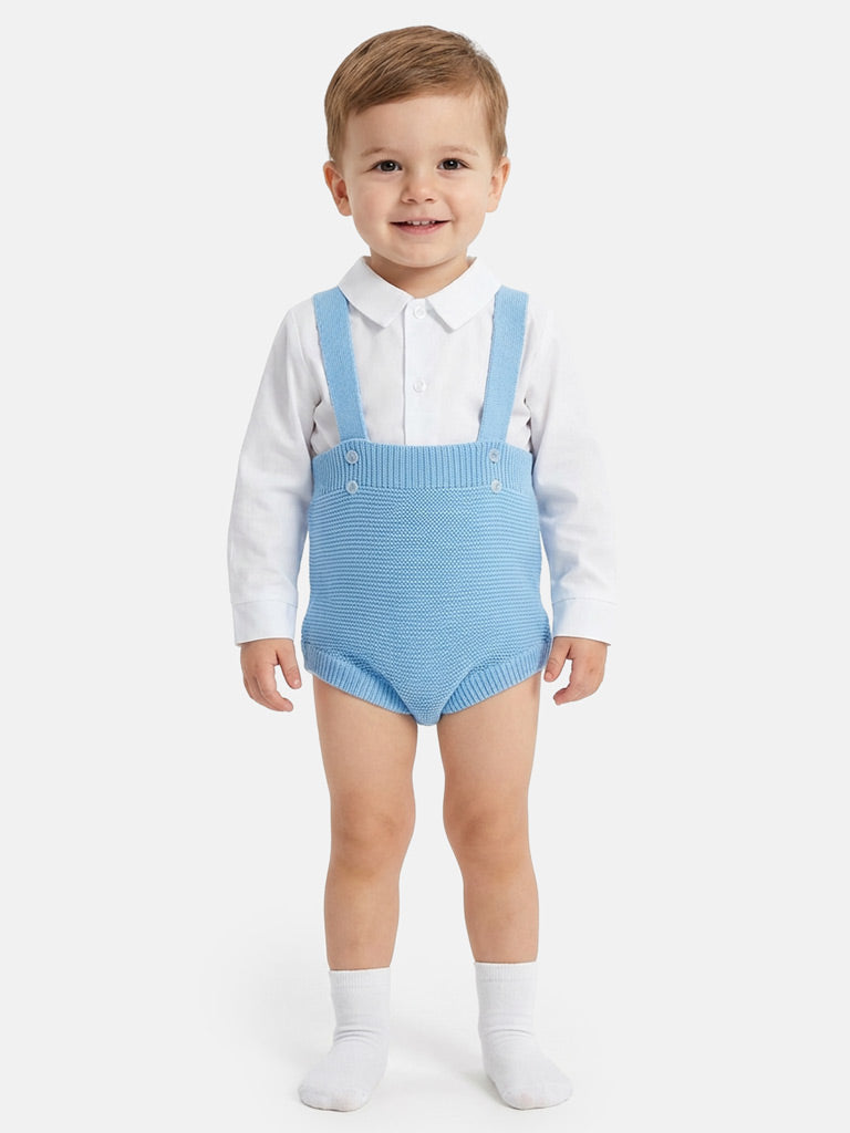 Baby Boy Rafael Collection 2-Piece Knitted Romper & Shirt Set - Blue