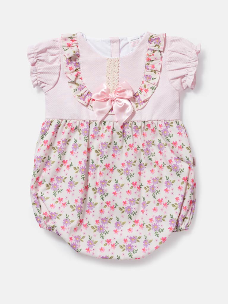 Baby Girl Anita Collection Spanish Floral Romper - Baby Pink