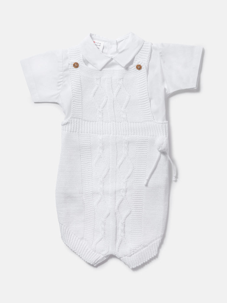 Baby Boy Javi Collection 2-piece Pom-pom Knitted Set - White