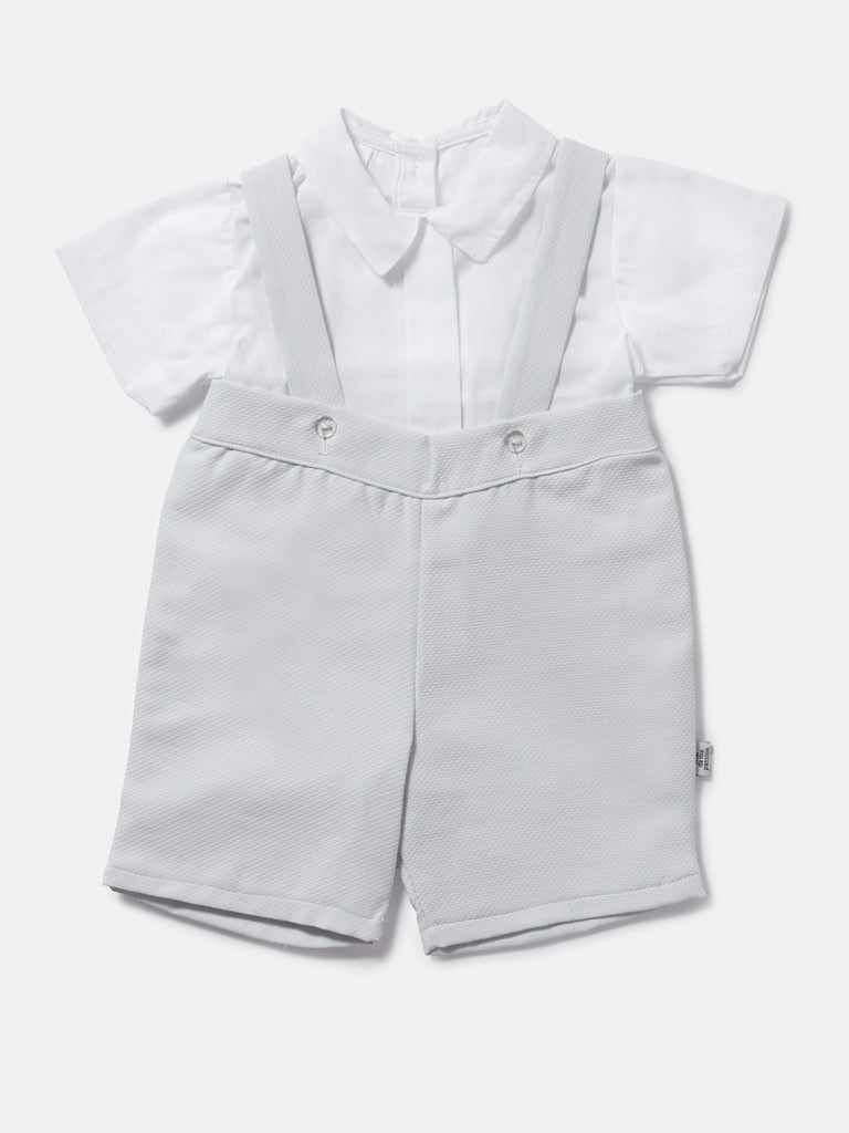 Baby Boy Madrid Collection Romper with white shirt - Grey