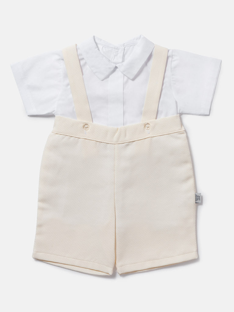 Baby Boy Madrid Collection Romper with white shirt - Cream