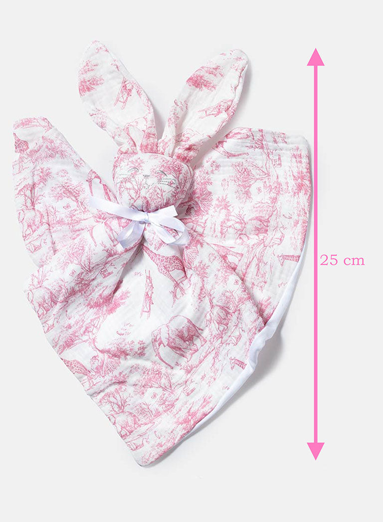 Baby Safari Collection Bunny Comforter - Baby Pink