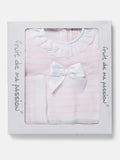 Baby Girl Striped Top 3-Piece Knitted Gift Box Set - White