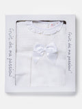Baby Girl 3-Piece Knitted Pattern Top Gift Box Set - White