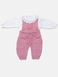 Baby Girl 2-Piece Knitted Dungarees & Shirt Set - Dusty Pink
