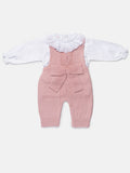 Baby Girl 2-Piece Knitted Dungarees & Shirt Set - Rose Pink